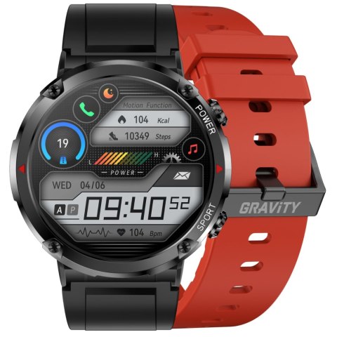 Smartwatch Gravity GT21-6 z paskiem czarnym i czerwonym