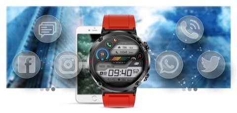 Smartwatch Gravity GT21-6 z paskiem czarnym i czerwonym