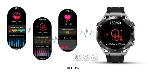 Smartwatch Veltori VT100-1 z wymiennymi paskami i bransoletą
