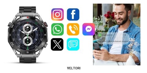 Smartwatch Veltori VT100-1 z wymiennymi paskami i bransoletą