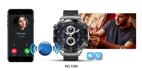 Smartwatch Veltori VT100-1 z wymiennymi paskami i bransoletą