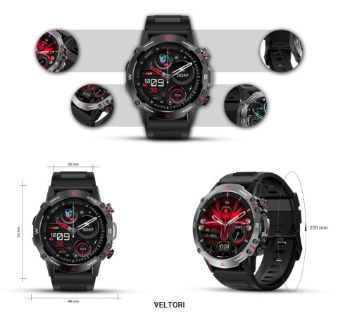 Smartwatch Veltori VT110-1 AMOLED 1,43" z paskiem silikonowym