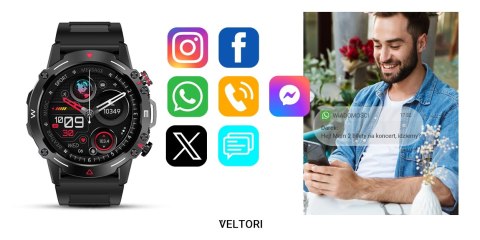 Smartwatch Veltori VT110-1 AMOLED 1,43" z paskiem silikonowym