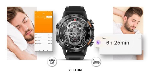 Smartwatch Veltori VT120-1 IPS 1,39" - Czarny Silikonowy Pasek