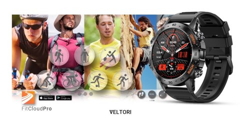 Smartwatch Veltori VT120-1 IPS 1,39" - Czarny Silikonowy Pasek