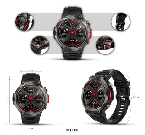 Smartwatch Veltori VT140-1: Czarny, Sportowy i Elegancki