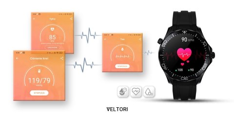 Zestaw Smartwatch Veltori VT150-1: Pasek Silikon + Bransoleta