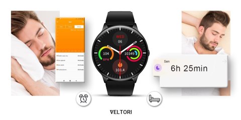 Smartwatch Veltori VT160-1 z Ekranem 1,53 cala - Czarny