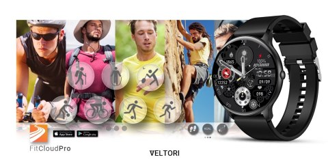 Smartwatch Veltori VT160-1 z Ekranem 1,53 cala - Czarny