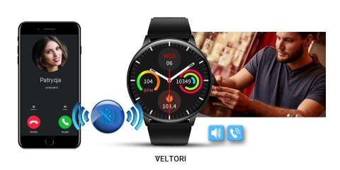 Smartwatch Veltori VT160-1 z Ekranem 1,53 cala - Czarny
