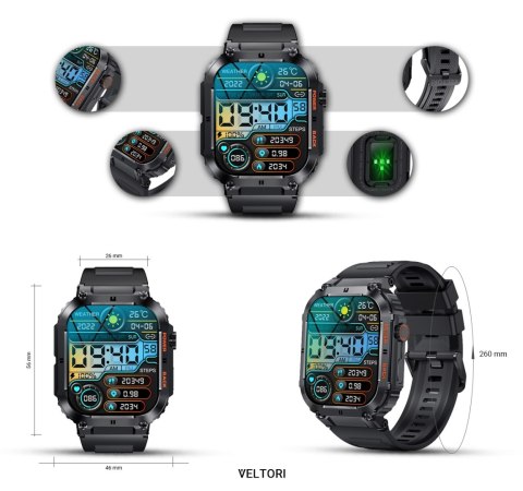 Smartwatch Veltori VT200-1 z Dużym Ekranem 1,96 cala