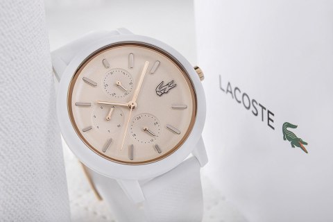 Damski zegarek Lacoste 12.12 Multi - biały ze złotem