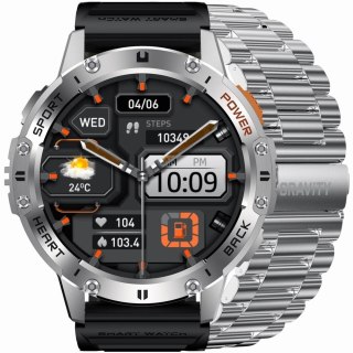 Smartwatch Gravity GT22-2 - Srebrna bransoleta + Pasek