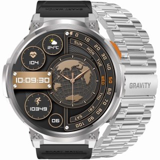 Smartwatch Gravity GT23-2: Srebrna elegancja w zestawie