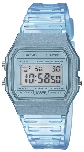 Zegarek Casio F-91WS-2DF Niebieski Przeźroczysty + BOX