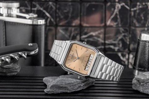 Zegarek Damski Casio AQ-230A-4AMQYDF Vintage Szampański