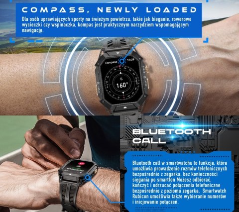 Smartwatch Męski Rubicon RNCF24 Black AMOLED HD