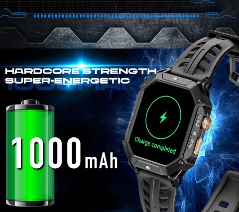 Smartwatch Męski Rubicon RNCF24 Grey Pomarańczowe Akcenty