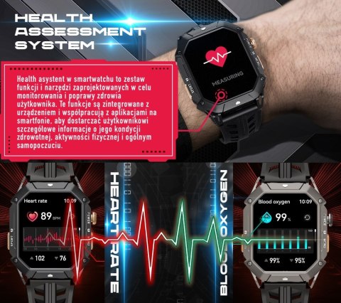 Smartwatch Męski Rubicon RNCF24 Grey Pomarańczowe Akcenty