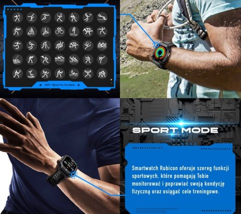Smartwatch Męski Rubicon RNCF24 Grey Pomarańczowe Akcenty