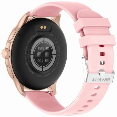 Smartwatch damski Gravity GT12-3 - różowe złoto i pudrowy róż