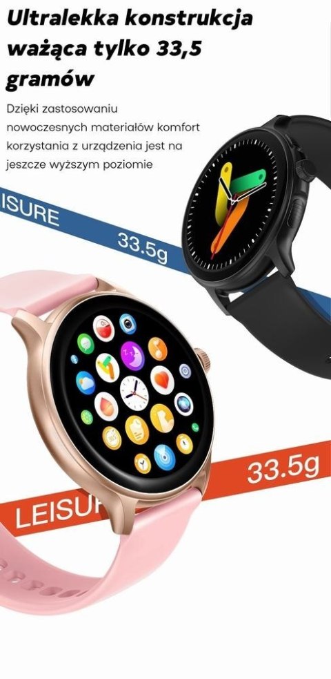 Smartwatch damski Gravity GT12-3 - różowe złoto i pudrowy róż