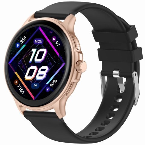 Smartwatch damski Gravity GT12-4 - czarny pasek i bransoleta Rose Gold
