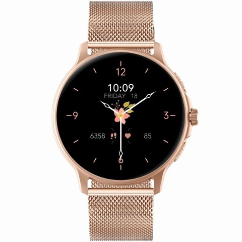 Smartwatch damski Gravity GT12-4 - czarny pasek i bransoleta Rose Gold