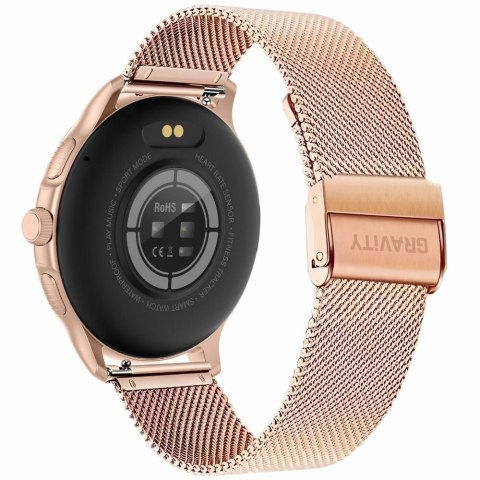 Smartwatch damski Gravity GT12-4 - czarny pasek i bransoleta Rose Gold