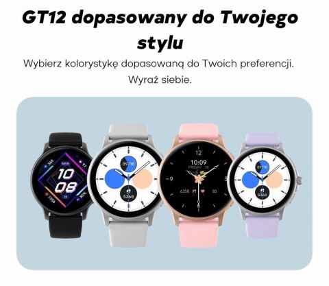 Smartwatch damski Gravity GT12-4 - czarny pasek i bransoleta Rose Gold