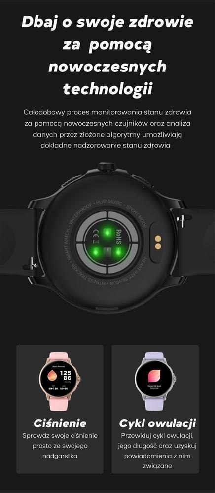 Smartwatch Damski Gravity GT12-5 Szary z Paskiem i Bransoletą