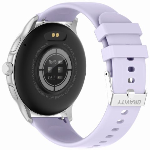 Smartwatch Damski Gravity GT12-6 Fioletowy ze Srebrną Bransoletą
