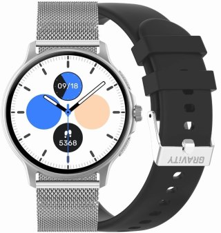 Smartwatch Damski Gravity GT12-7 Czarny + Srebrna Bransoleta
