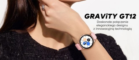 Smartwatch Damski Gravity GT12-7 Czarny + Srebrna Bransoleta
