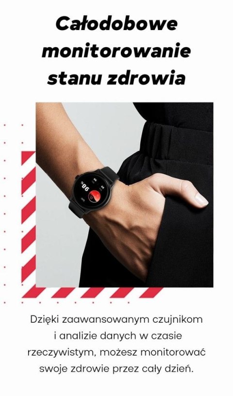 Smartwatch Damski Gravity GT12-7 Czarny + Srebrna Bransoleta
