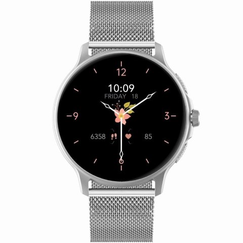 Smartwatch Damski Gravity GT12-8 Biały ze Srebrną Bransoletą