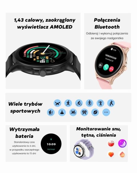 Smartwatch Damski Gravity GT12-8 Biały ze Srebrną Bransoletą