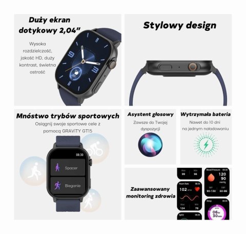 Smartwatch Damski GRAVITY GT15-10 Biały + Złota Bransoleta