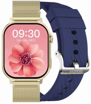 Smartwatch Damski GRAVITY GT15-11 Granatowy + Złota Bransoleta
