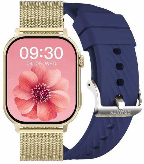 Smartwatch Damski GRAVITY GT15-11 Granatowy + Złota Bransoleta