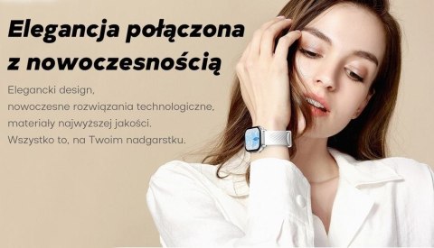 Smartwatch Damski GRAVITY GT15-11 Granatowy + Złota Bransoleta