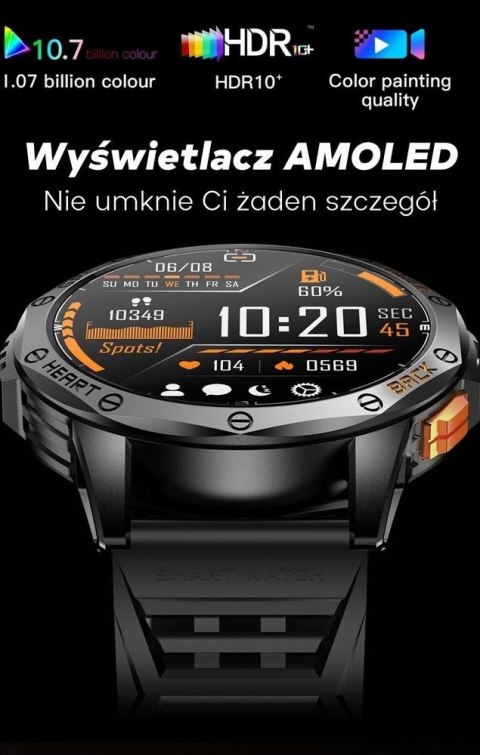 Smartwatch Męski Gravity GT24-1 GPS - Zestaw 2 Pasków Silikonowych