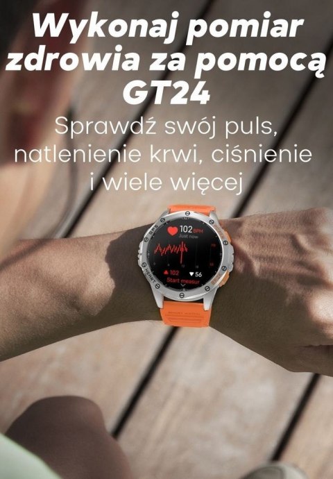 Smartwatch Męski Gravity GT24-1 GPS - Zestaw 2 Pasków Silikonowych