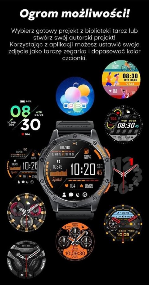 Smartwatch Męski Gravity GT24-1 GPS - Zestaw 2 Pasków Silikonowych