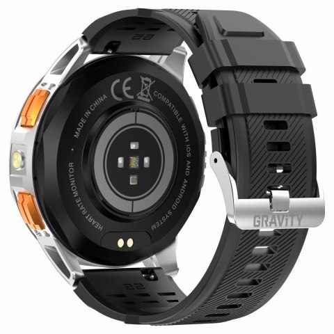 Smartwatch Gravity GT24-4 GPS AMOLED (Czarny + Pomarańczowy)