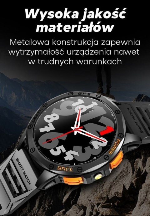 Smartwatch Gravity GT24-4 GPS AMOLED (Czarny + Pomarańczowy)