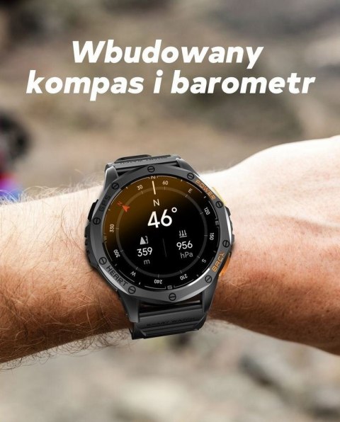 Smartwatch Gravity GT24-5 GPS AMOLED (Czarny + Zielony Pasek)