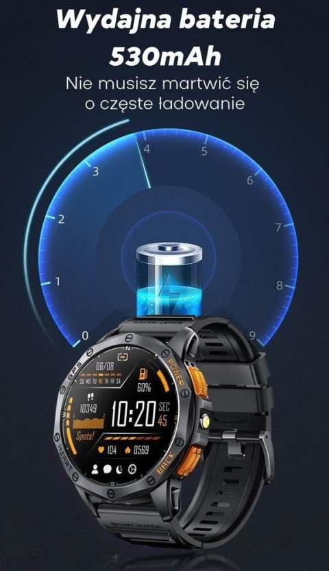 Smartwatch Gravity GT24-5 GPS AMOLED (Czarny + Zielony Pasek)