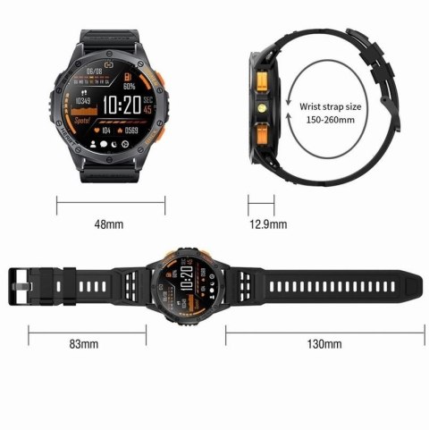 Smartwatch Gravity GT24-5 GPS AMOLED (Czarny + Zielony Pasek)
