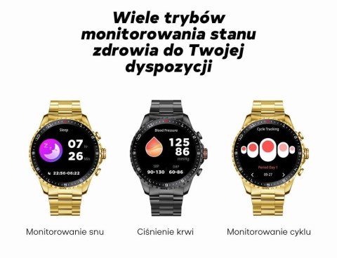Smartwatch Gravity GT16-1 Złoty na Stalowej Bransolecie